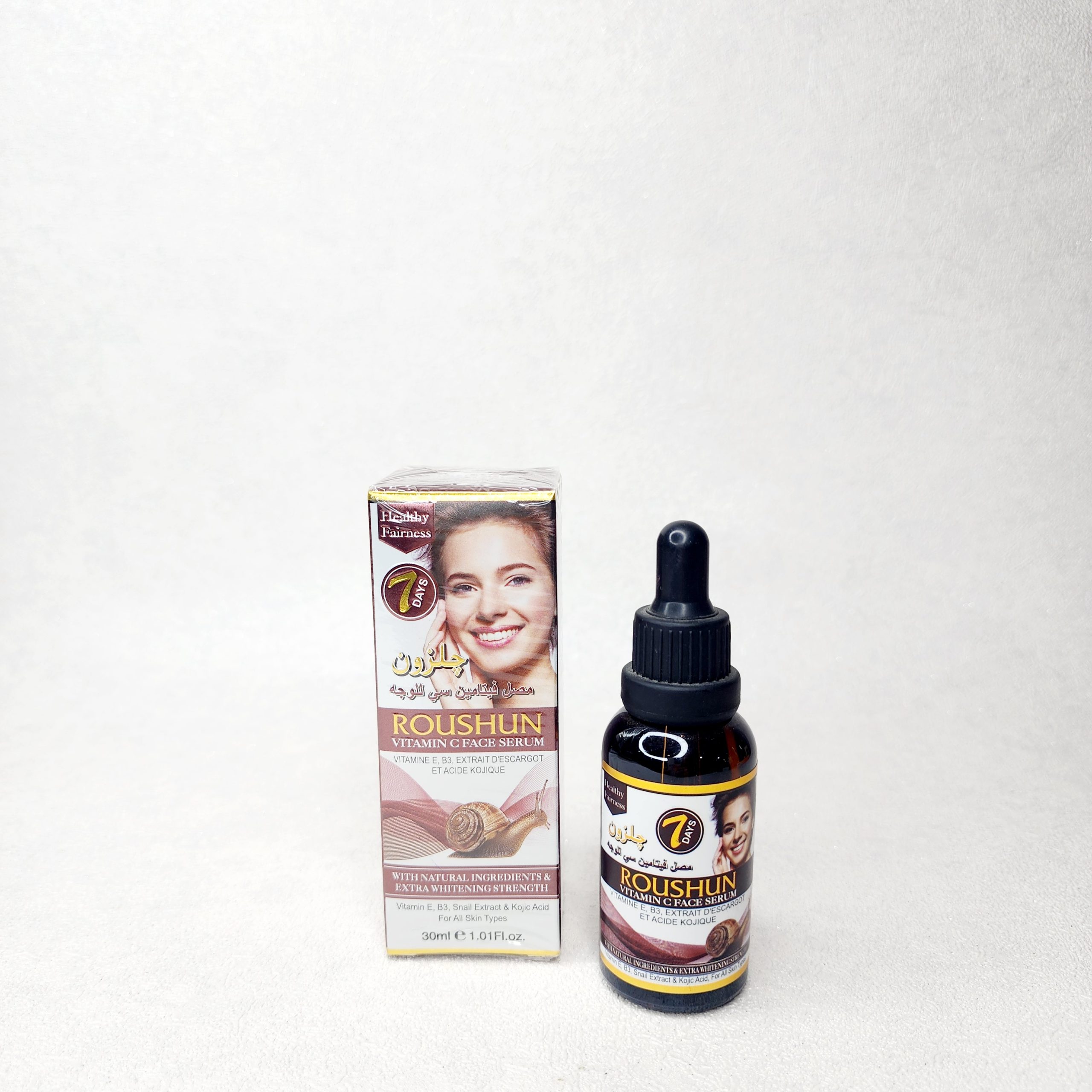 سرم صورت ویتامین C با عصاره حلزون و و اسید کوجیک برند ROUSHUN